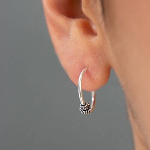 Silver Hoop Earrings - Elika - Modalova