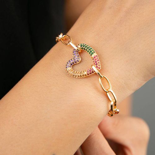 Gold Heart Bracelet - Elika - Modalova