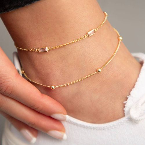 Gold Metal Anklet - Elika - Modalova