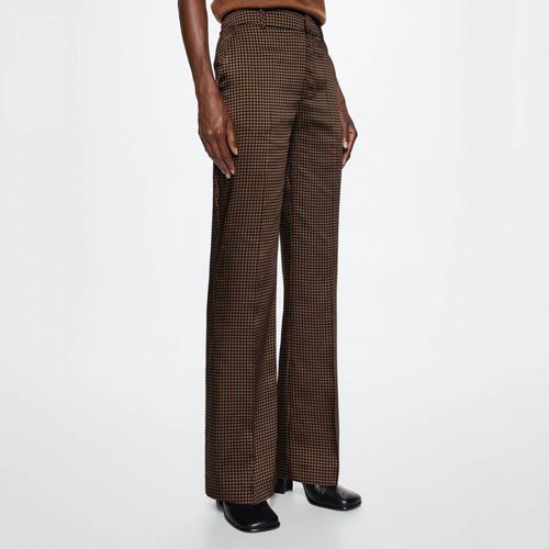 Brown Satin Printed Trousers - Mango - Modalova
