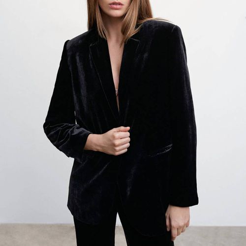 Black Velvet Silk Blend Suit Blazer - Mango - Modalova