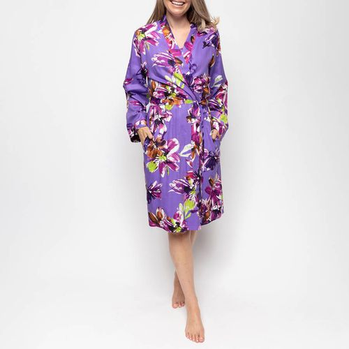 Purple Fifi Floral Print Short Dressing Gown - Cyberjammies - Modalova
