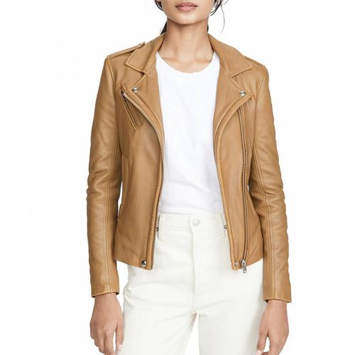 Brown Zip Leather Jacket - IRO - Modalova