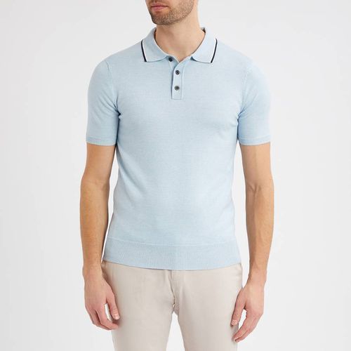 Sky Contrast Tipping Knit Polo Shirt - Gianni Feraud - Modalova