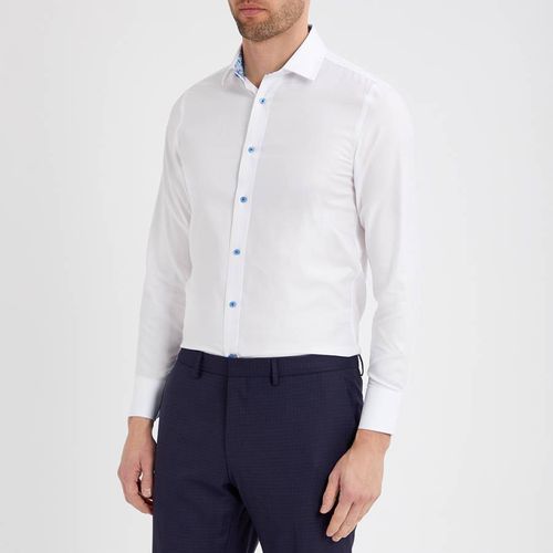 White Twill Contrast Trim Shirt - Gianni Feraud - Modalova