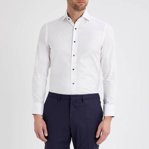 White Contrast Trim Oxford Shirt - Gianni Feraud - Modalova