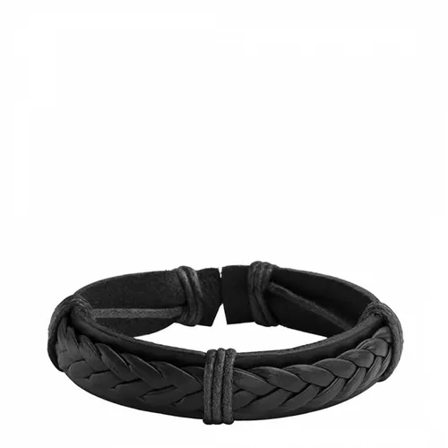 Black Leather Adjustable Bracelet - Stephen Oliver - Modalova