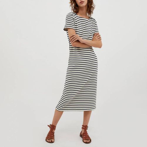 Navy Lustrino Stripe Cotton Midi Dress - Max&Co. - Modalova
