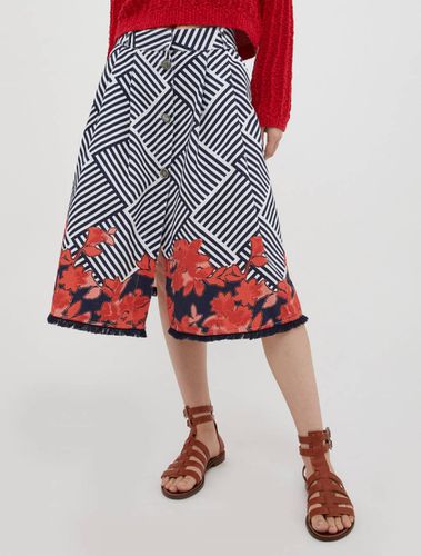Navy/Red Annotare Pattern Button Cotton Skirt - Max&Co. - Modalova