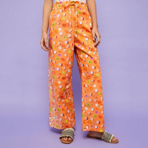 Orange Riso Pattern Cotton Trousers - Pennyblack - Modalova