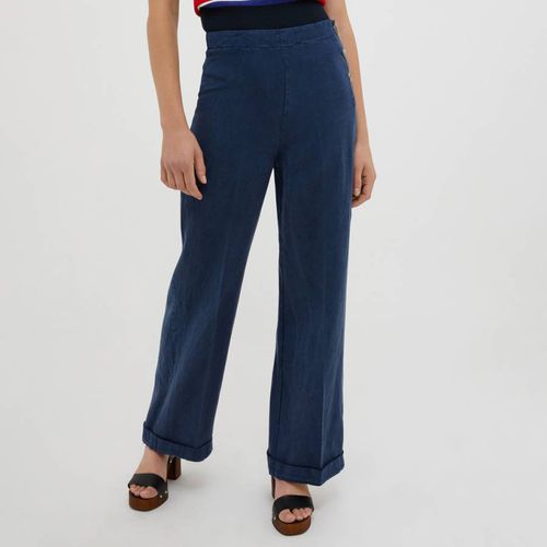 Dark Blue Ornato Wide Leg Trousers - Max&Co. - Modalova