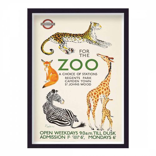 Vintage London Transport For The Zoo No2 Print 44x33cm Framed Print - Vintage Travel Posters - Modalova