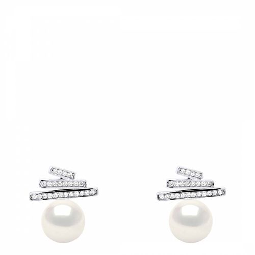 White Pearl Button Earrings 9-10 m - Ateliers Saint Germain - Modalova