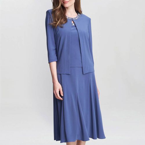 Blue Delores Jersey Midi A-Line Jacket Dress - Gina Bacconi - Modalova