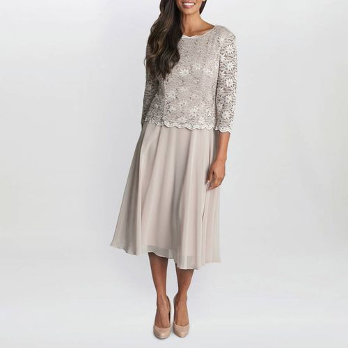 Beige Rona Lace Midi Dress - Gina Bacconi - Modalova