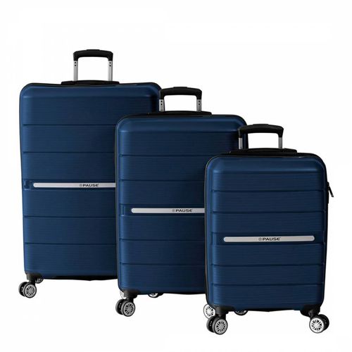 Navy Blue Suitcase Set (3 Pieces) - Polina - Modalova