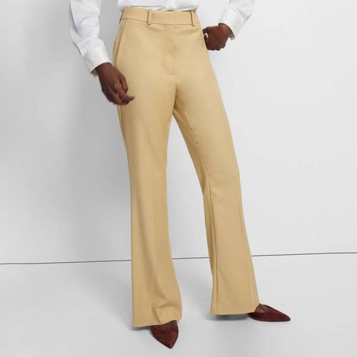 Yellow High Waisted Flared Wool Trousers - Theory - Modalova