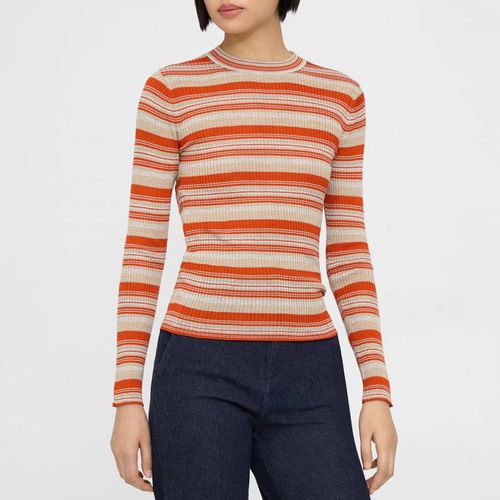 Red Striped Ribbed Silk Jumper - Theory - Modalova