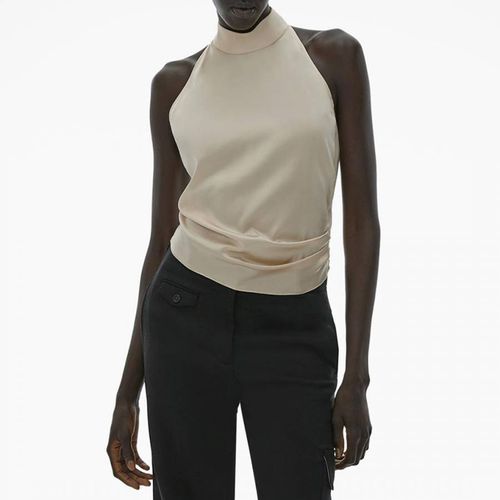 Cream Halter Neck Silk Blend Top - HELMUT LANG - Modalova