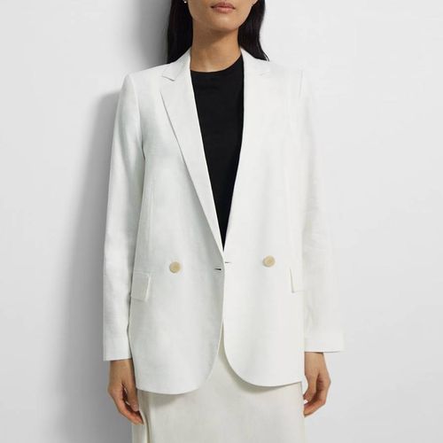 Double Breasted Linen Blend Jacket - Theory - Modalova