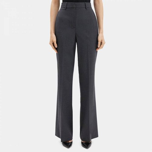 Charcoal High Waisted Flared Wool Blend Trousers - Theory - Modalova