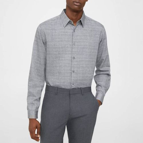 Grey Irving Grid Print Cotton Shirt - Theory - Modalova
