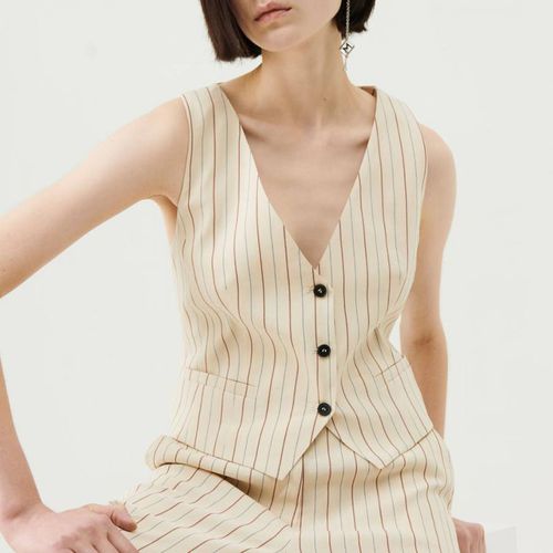 Beige Bussola Stripe Waistcoat - Marella - Modalova