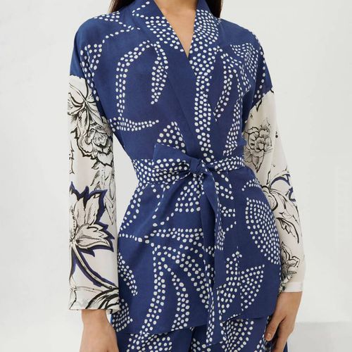 Blue Impatto Silk Pattern Jacket - Marella - Modalova