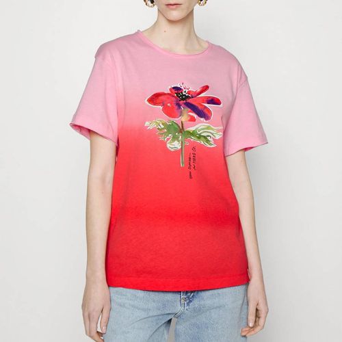 Red Inkwash Cotton Graphic T-Shirt - Max&Co. - Modalova