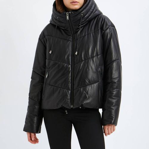 Black Leather Puffer Jacket - NÂ°Â· Eleven - Modalova