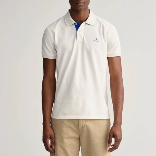 White Contrast Cotton Polo Shirt - Gant - Modalova