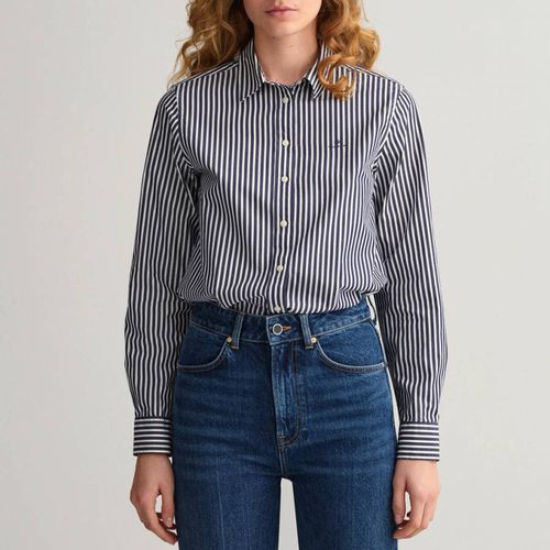 Navy Broadcloth Striped Shirt - Gant - Modalova