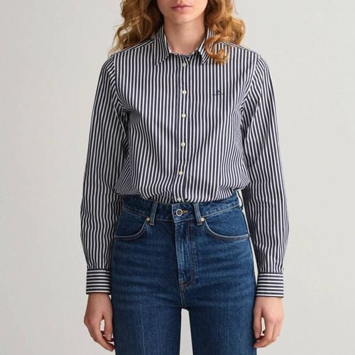 Navy Broadcloth Striped Shirt - Gant - Modalova