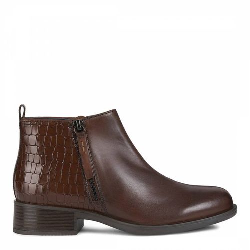 Brown Leather Resia Croc Ankle Boot - Geox - Modalova
