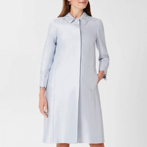 Blue Adela Silk Wool Blend Coat - Hobbs London - Modalova