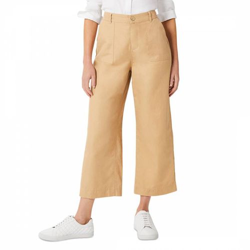 Camel Dora Crop Linen Trousers - Hobbs London - Modalova