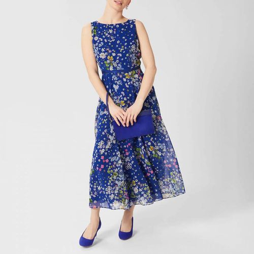 Blue Petite Printed Carly Dress - Hobbs London - Modalova