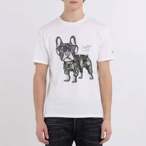 White Bulldog Cotton T-Shirt - Replay - Modalova