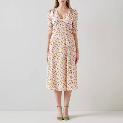 Pink Rosamund Floral Silk Midi Dress - L K Bennett - Modalova