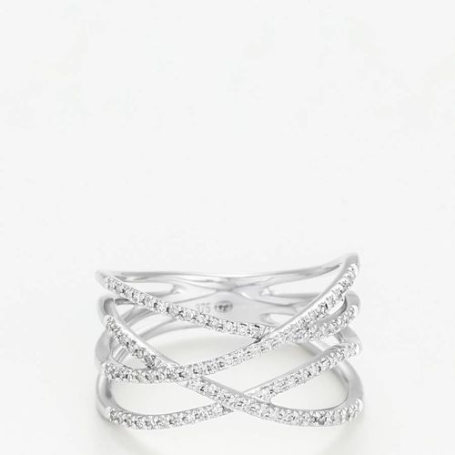 Silver Diamond Cross Ring - Diamantini - Modalova