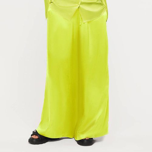 Lime Green Adele Silk Trousers - Ginia - Modalova
