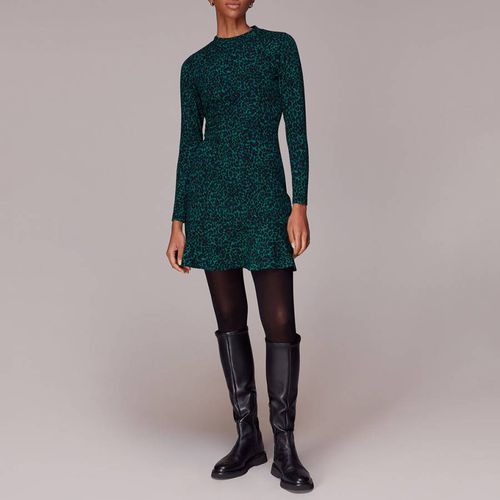 Teal/Black Forest Leopard Jacquard Dress - WHISTLES - Modalova