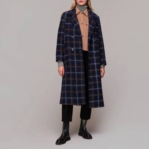 Wool Double Breasted Check Coat - WHISTLES - Modalova