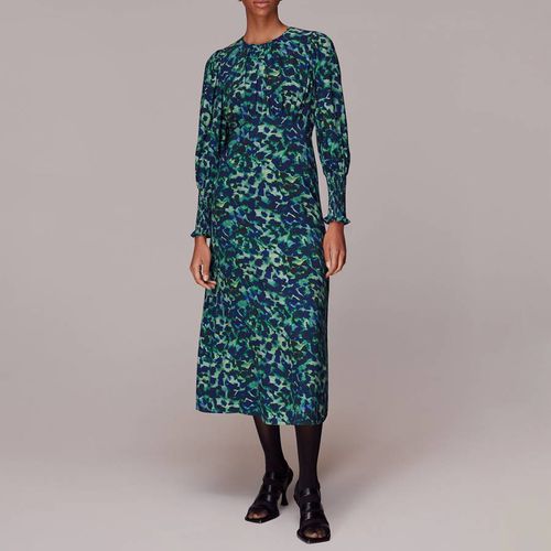 Green/ Ink Cheetah Print Midi Dress - WHISTLES - Modalova