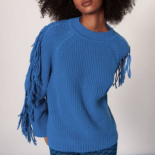 Blue Fringe Sleeve Cable Jumper - WHISTLES - Modalova