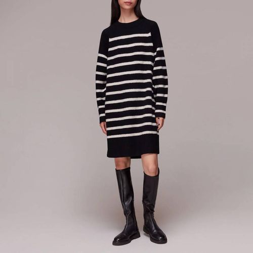 Black/White Stripe Crew Neck Knit Dress - WHISTLES - Modalova