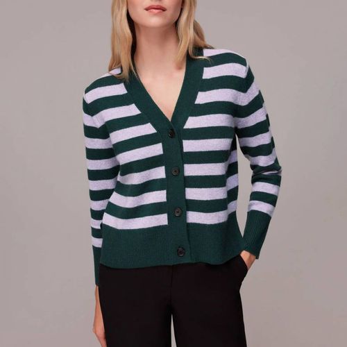 Green Stripe Wool Cardigan - WHISTLES - Modalova