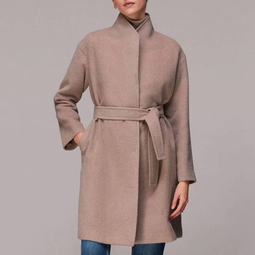 Oatmeal Clara Funnel Neck Wool Coat - WHISTLES - Modalova