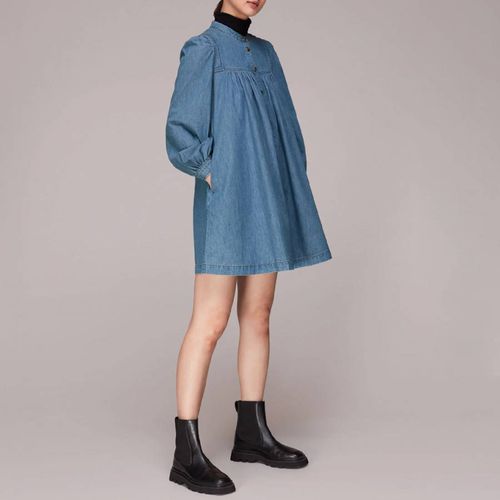 Blue Chambray Denim Trapeze Dress - WHISTLES - Modalova