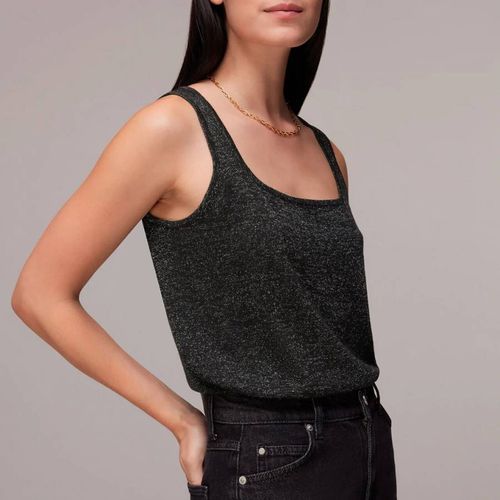 Black Sparkle Square Neck Vest Top - WHISTLES - Modalova